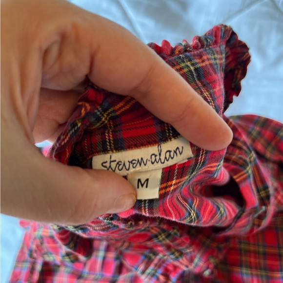 Purchased at Holt are free Plaid cotton button down top - Picture 2 of 2